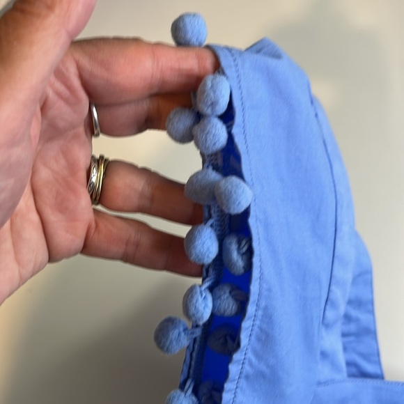 J. CREW SQUARE NECK BLUE SQUARE NECK WITH POM POMS MADE IN INDIA SZ 00 - Picture 7 of 15